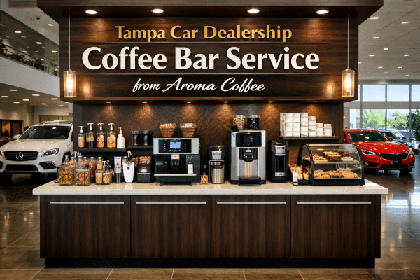 Tampa car dealership coffee bar services image of a coffee bar in a car dealership